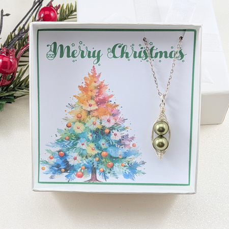 Two Peas In A Pod Christmas Necklace