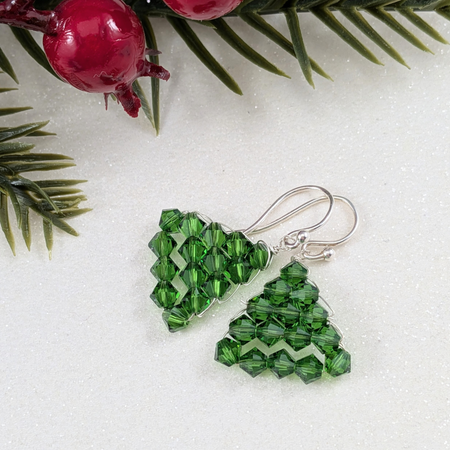 Christmas Earrings Green Swarovski Crystal ChrsitmasTree Earrings