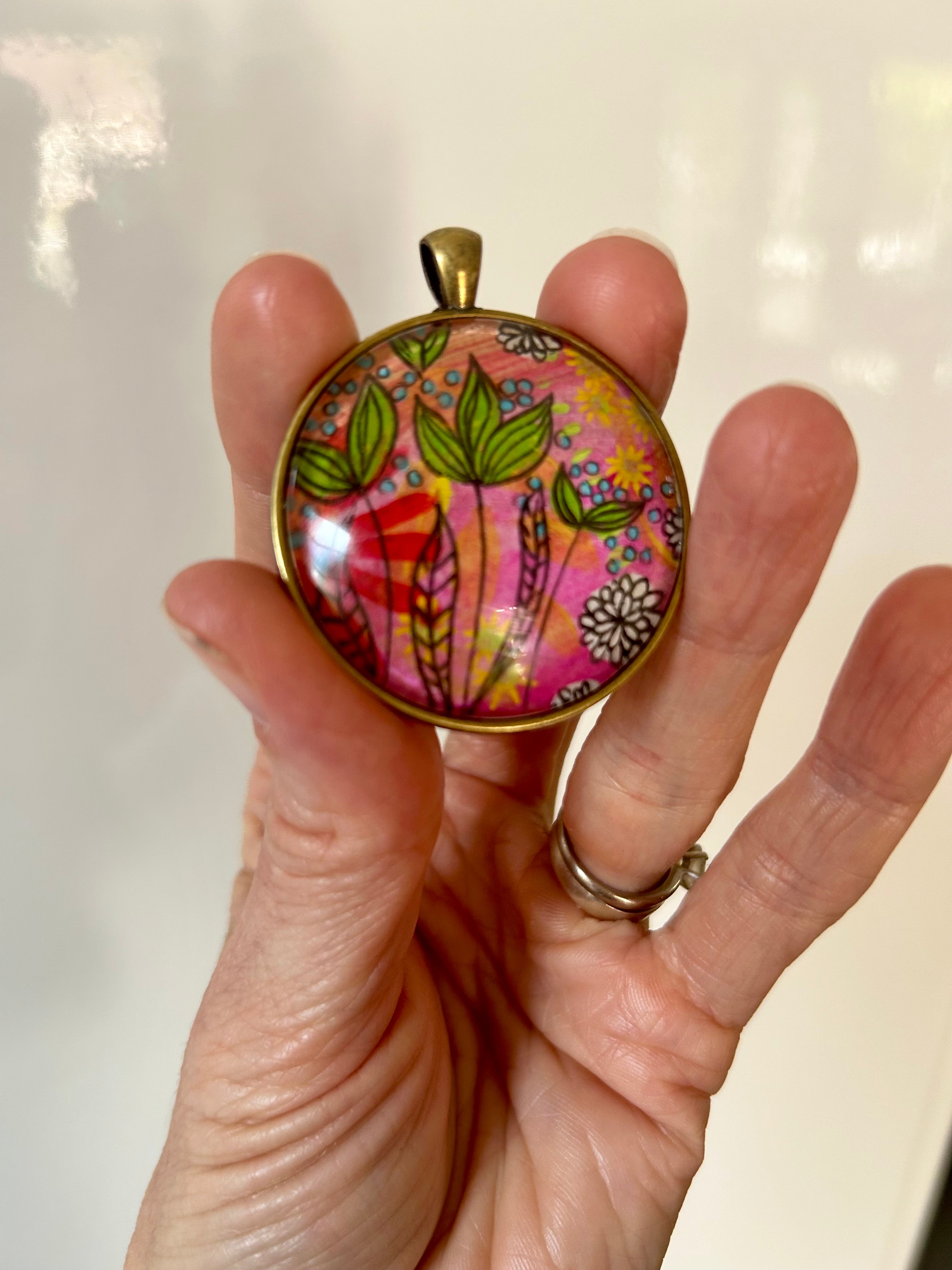 Hand-painted necklace : Neon Garden Party
