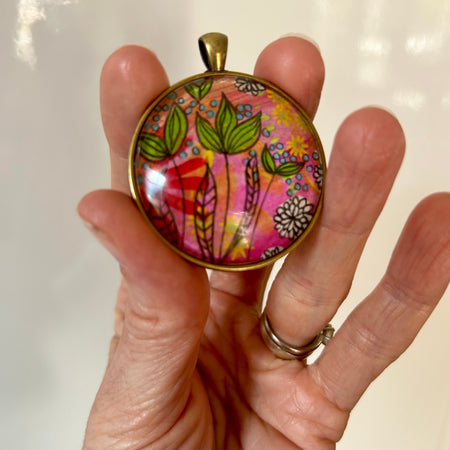 Hand-painted necklace : Neon Garden Party