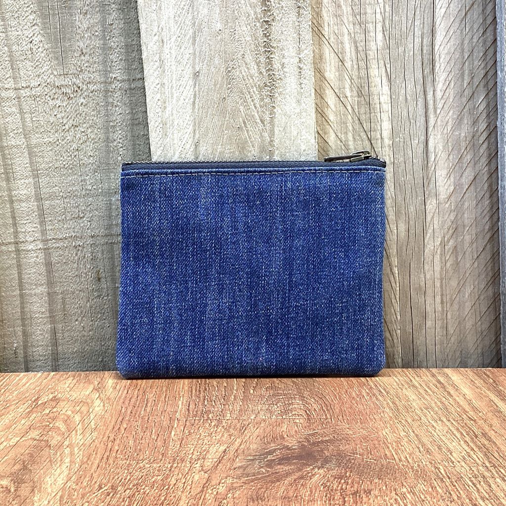 Upcycled Denim Coin Pouch – Denim and Red Heart