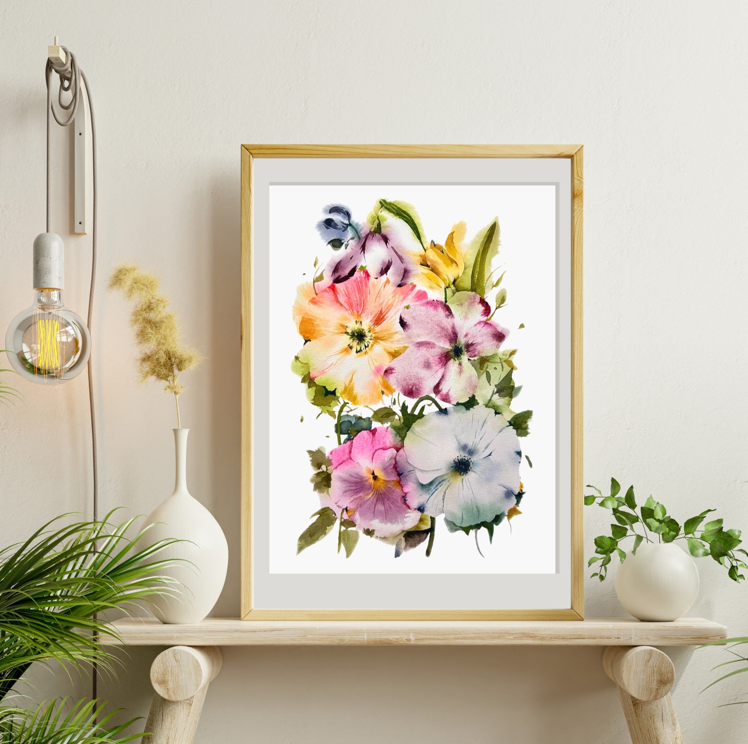 "Blooms In The Breeze" | Handmade | Gift for Her | Archival Botanical Wall Art Print | Original Floral Watercolour Painting | A4, Gallery Print | Free Shipping