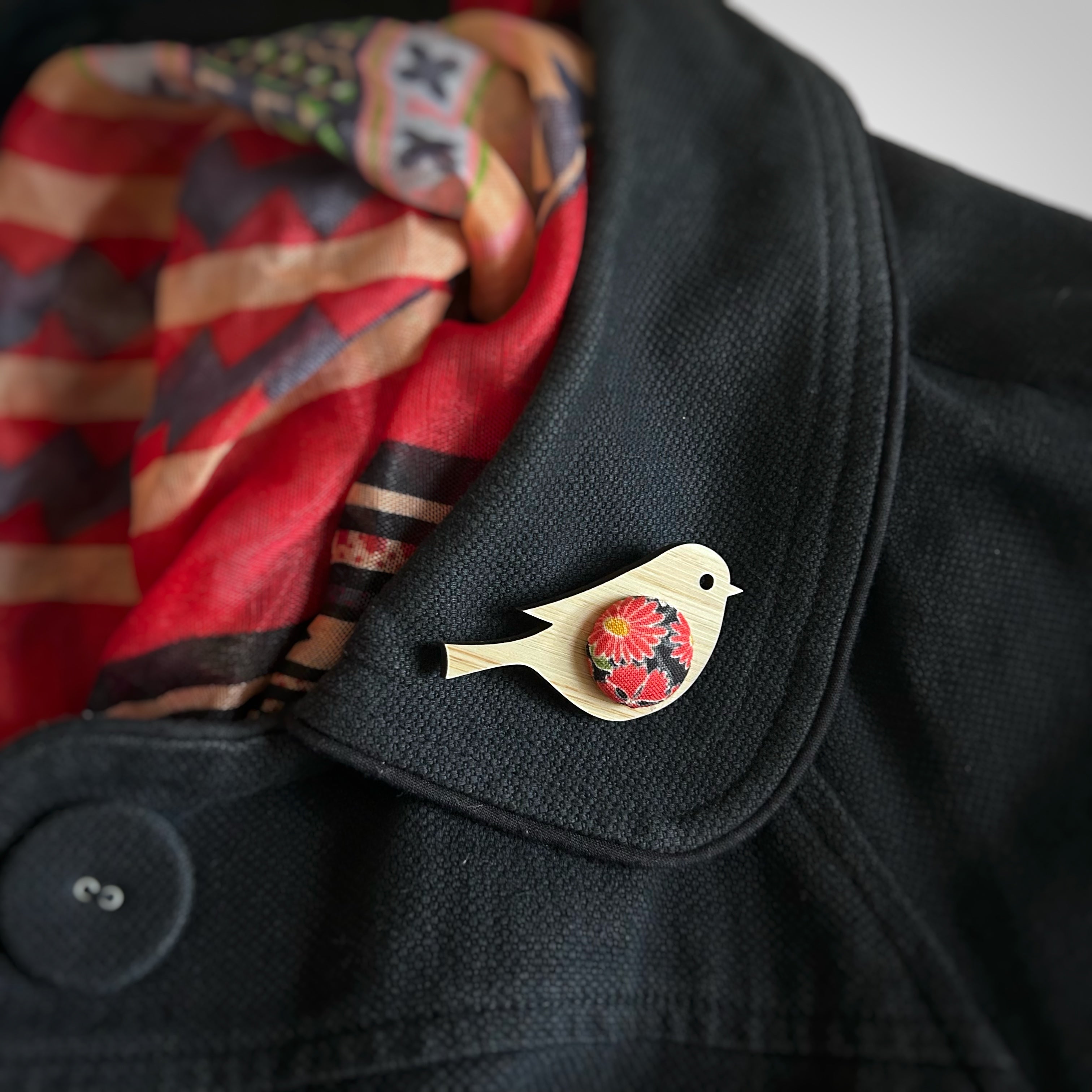 Kimono Robin Brooch