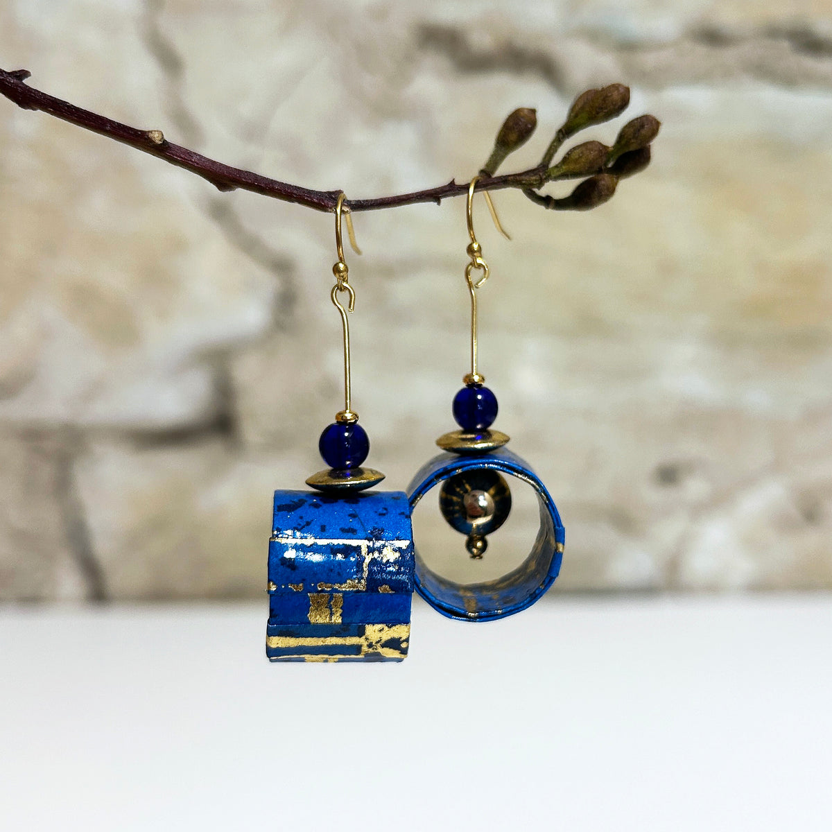 Earrings Brilliant Blue & Gold - EC-470