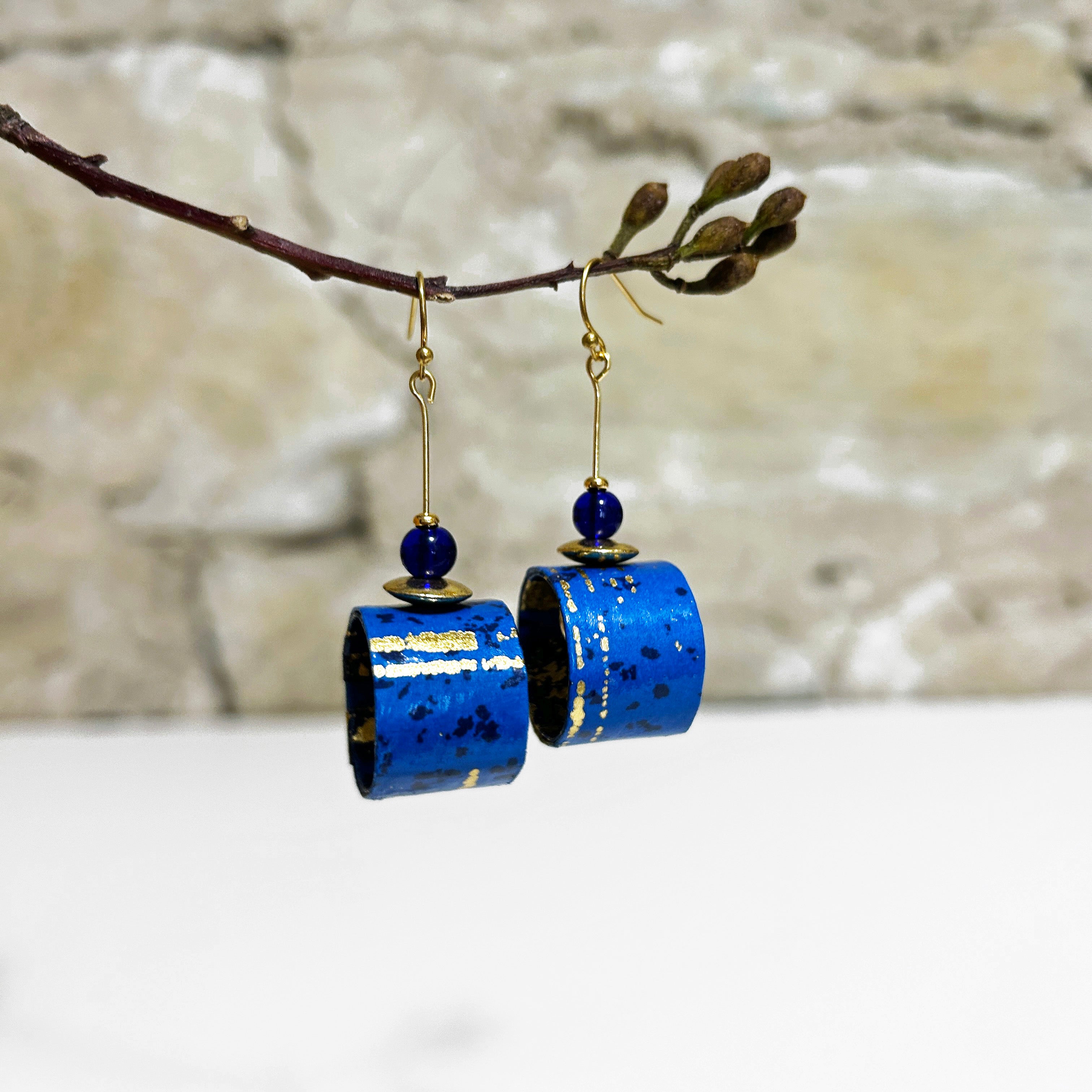 Earrings Brilliant Blue & Gold - EC-470