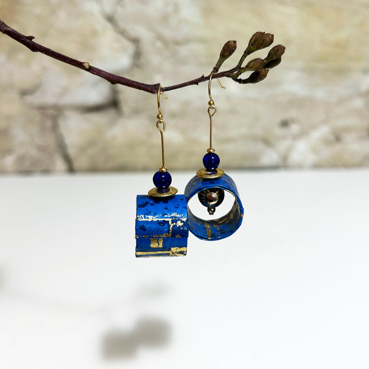 Earrings Brilliant Blue & Gold - EC-470