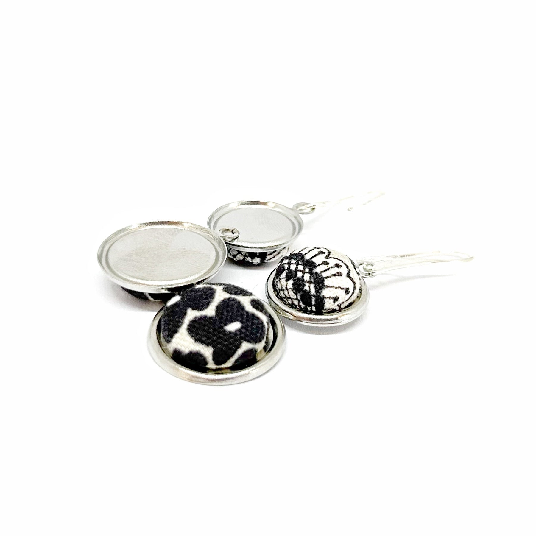 Double Drop Kimono Fabric Button Earrings