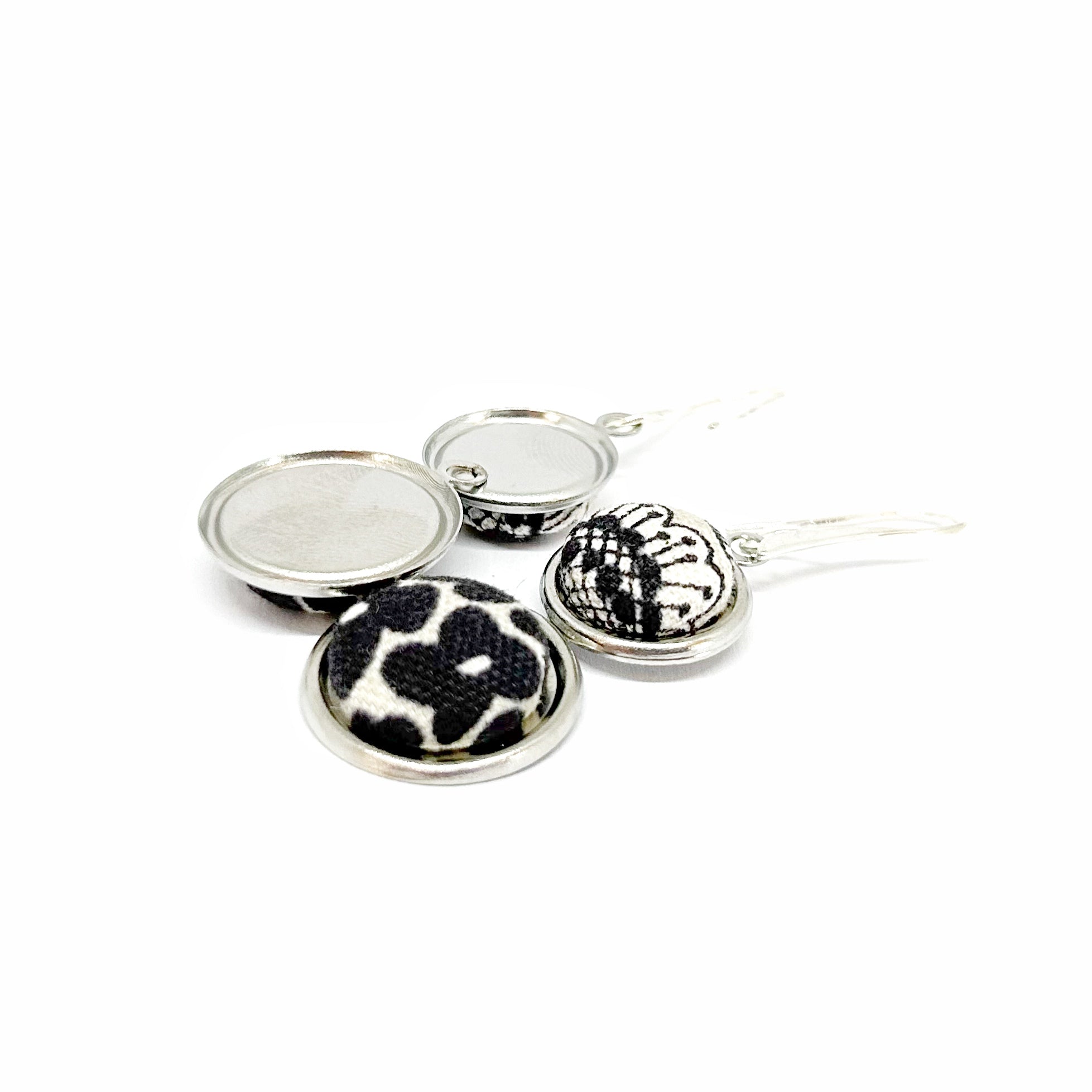 Double Drop Kimono Fabric Button Earrings