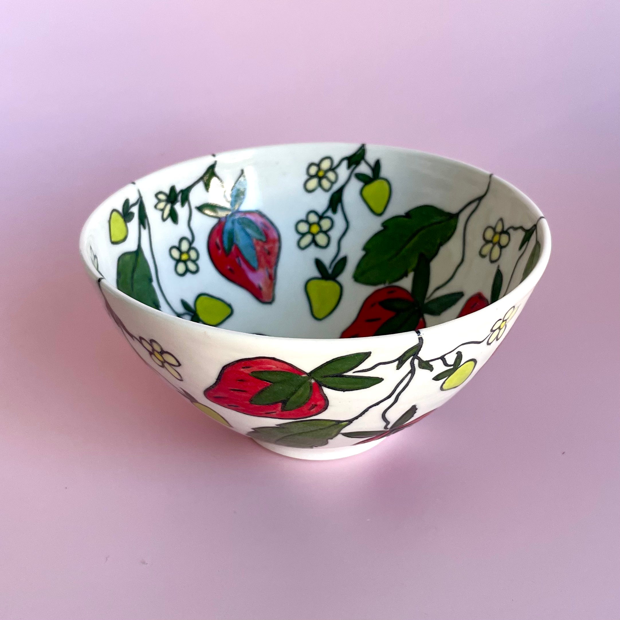 Small porcelain bowl with strawberry design