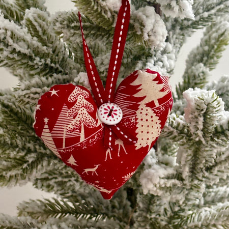 Sustainably Handcrafted Christmas Heart Decorations For the Tree Or To Gift