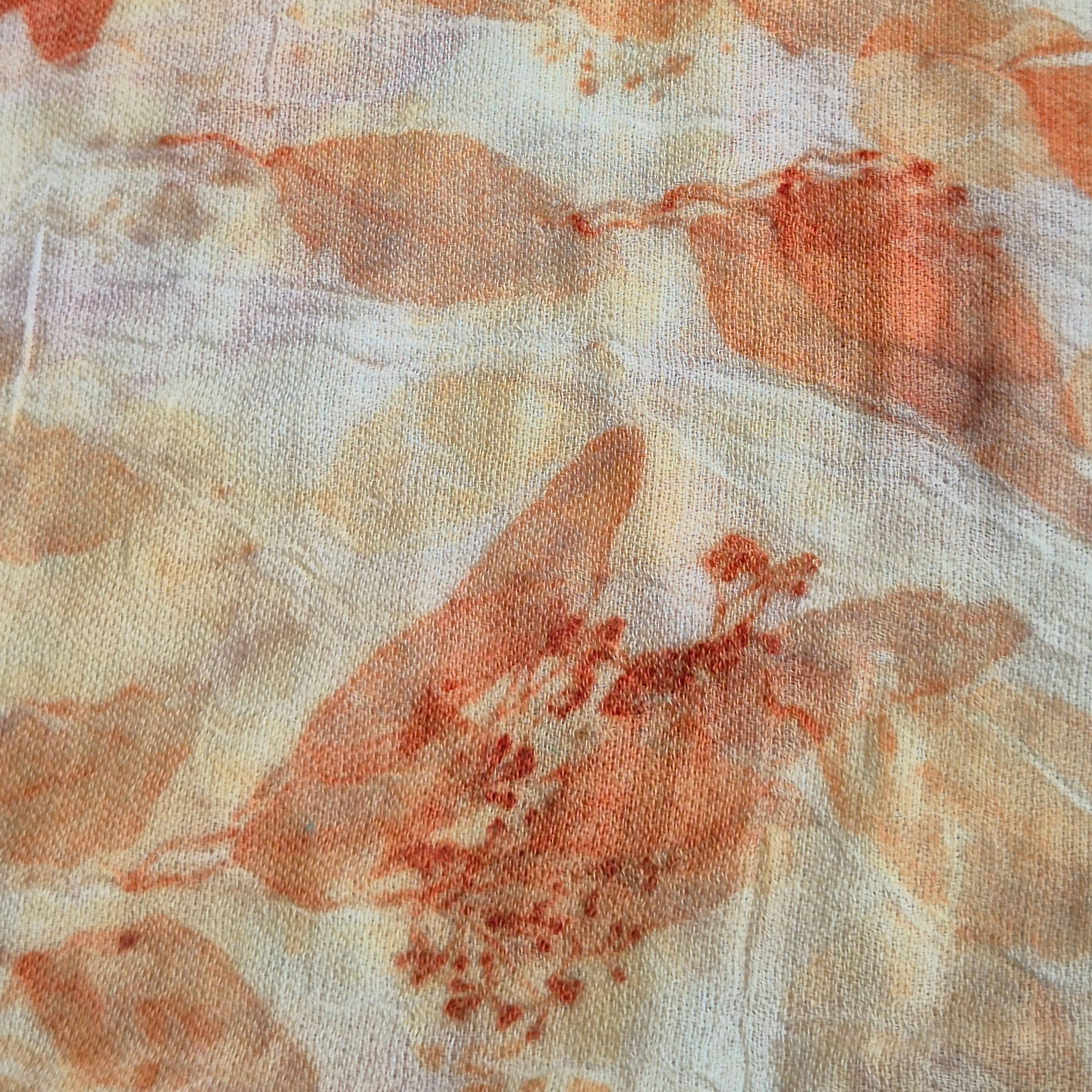 Pure merino wool fine wrap ecoprinted