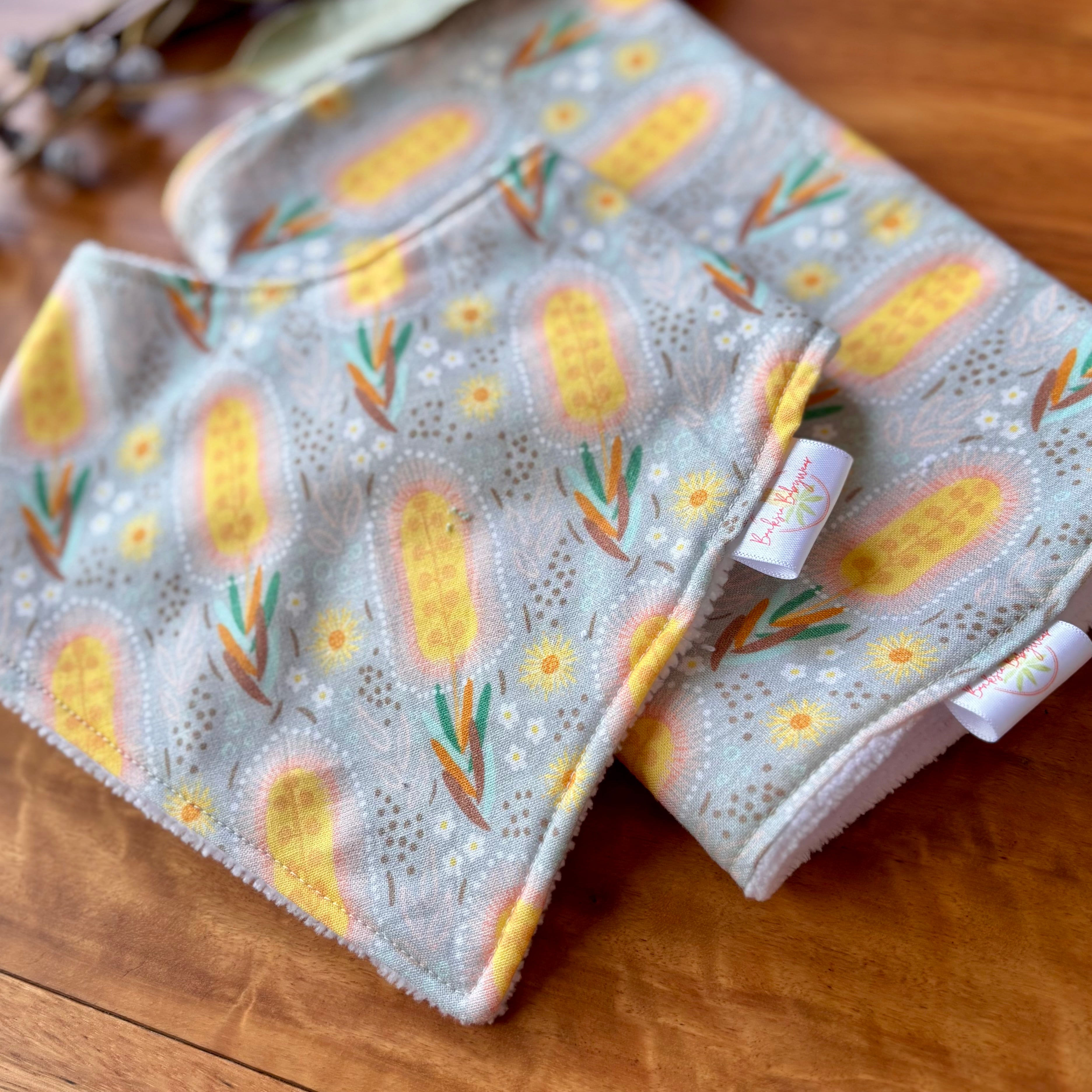 Baby Bib and Burp Cloth Set - Banksias