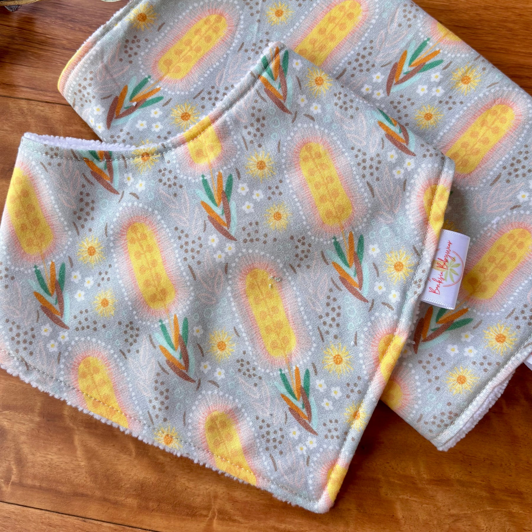 Baby Bib and Burp Cloth Set - Banksias