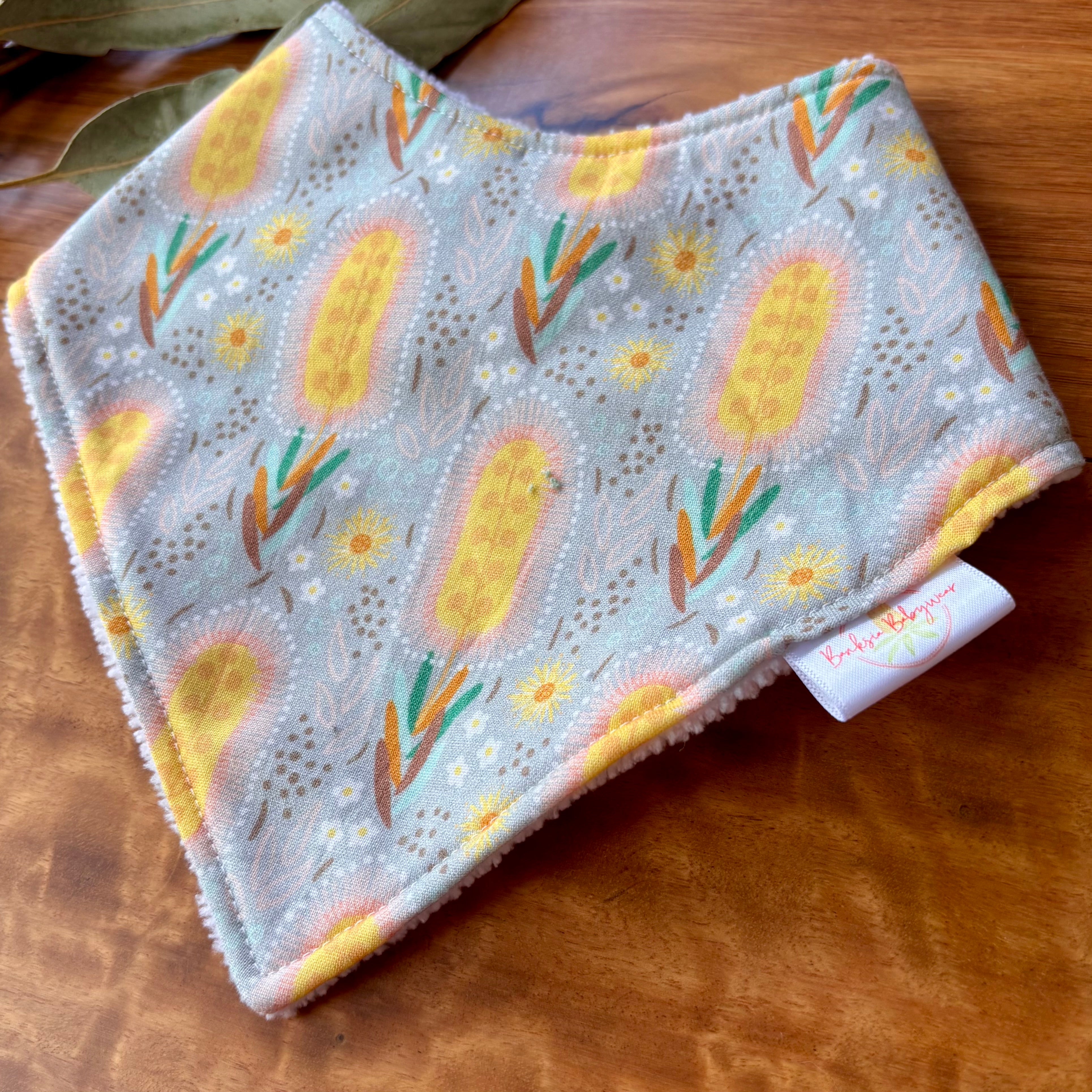 Baby Bib and Burp Cloth Set - Banksias