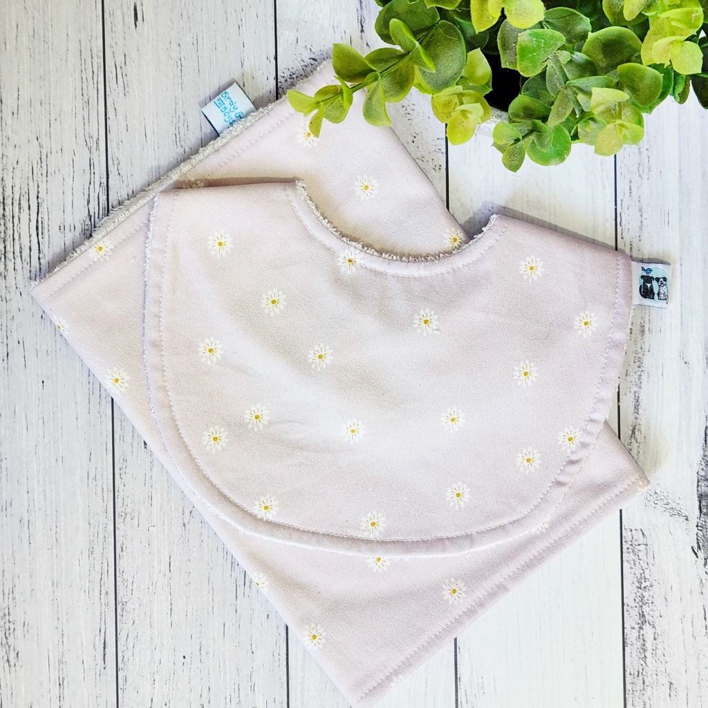 Baby Bib & Burp Cloth Set - Koalas, Lions, Tractors, Daisies or Woodland Animals (5 options)