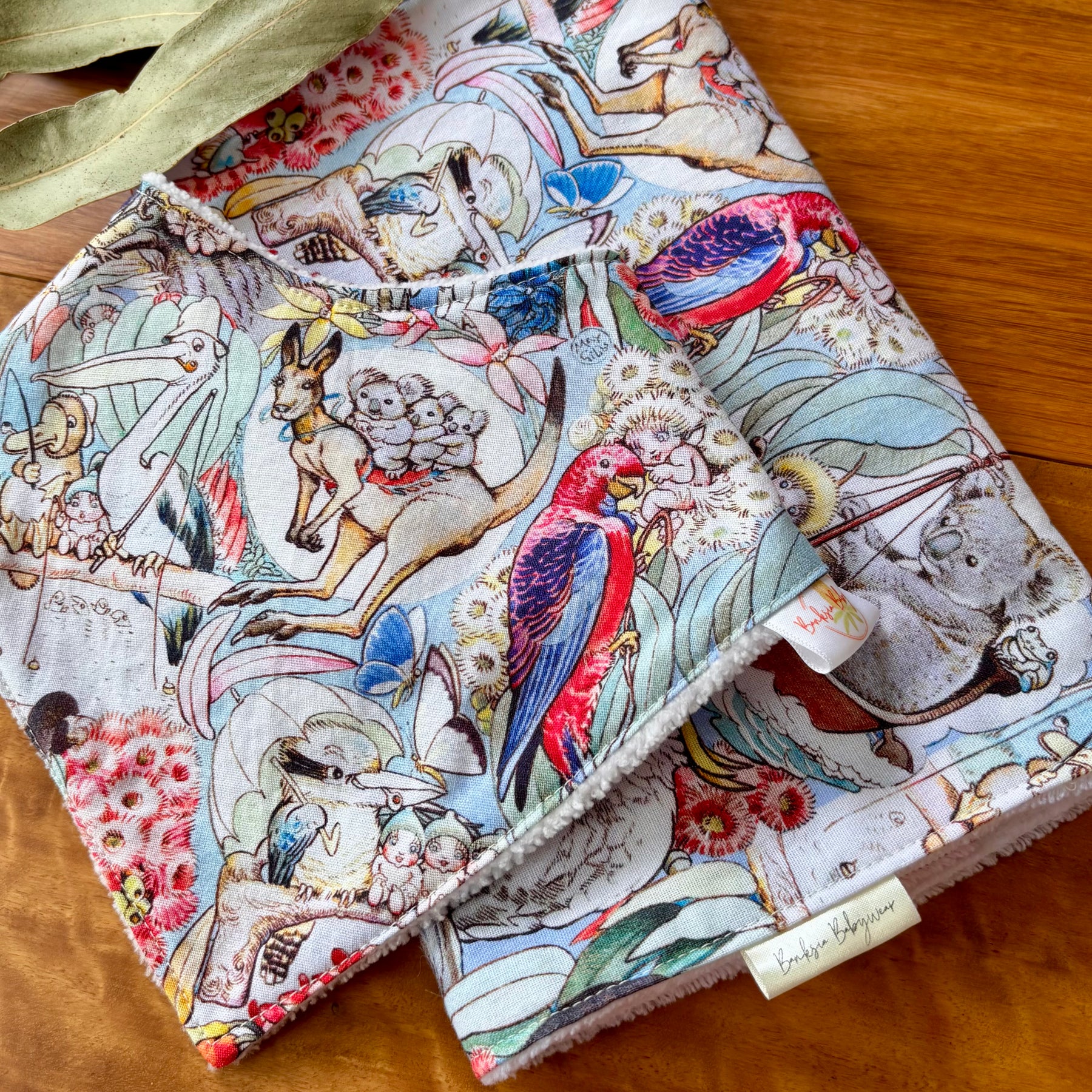 Baby Bib and Burp Cloth Set - Light Blue May Gibbs