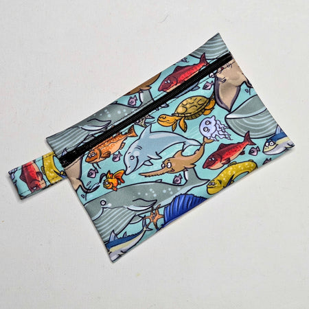 Mini Wet Bag, Cute Under The Sea fabric, 15cms x 10cms