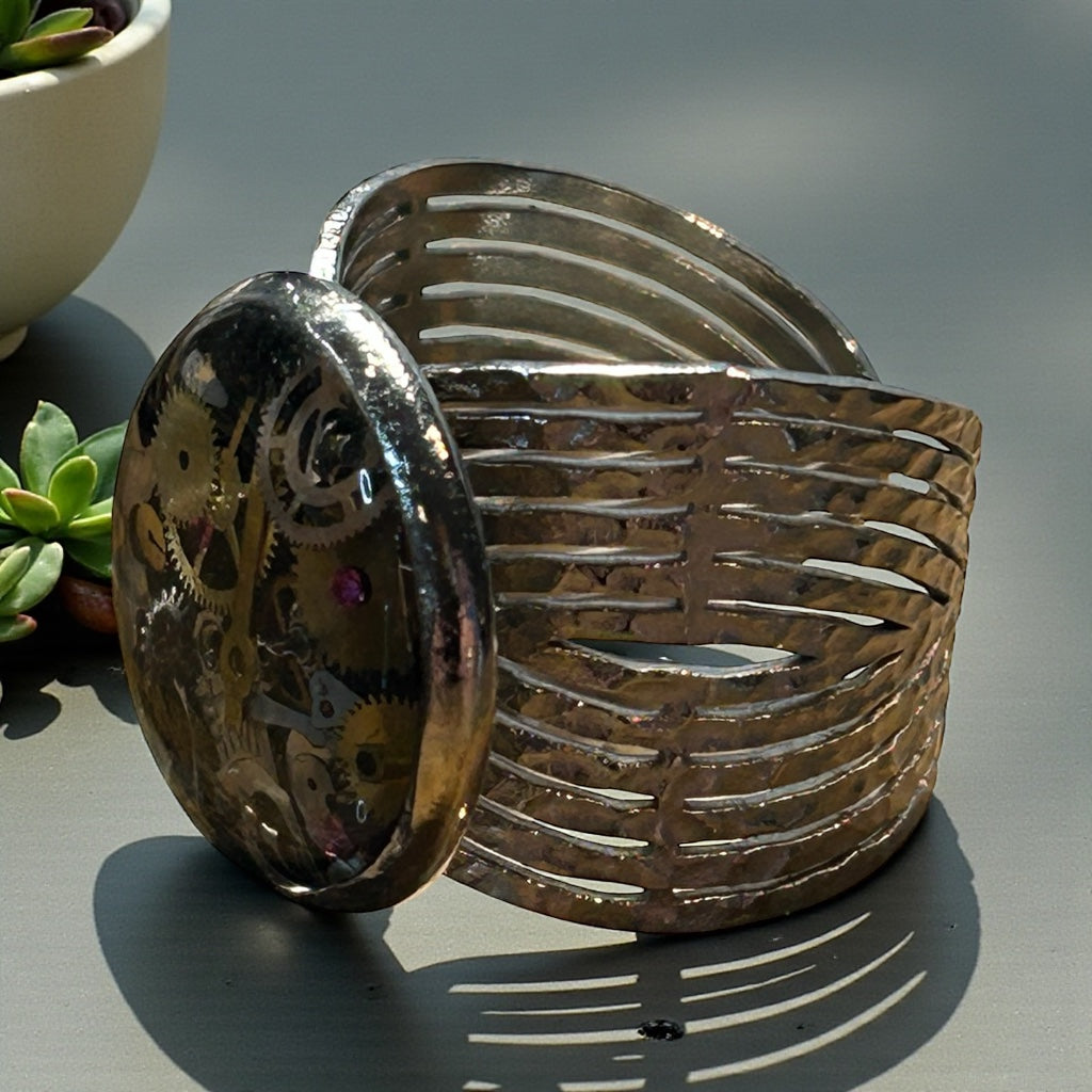 Steampunk Watch Parts Ladies Cuff Ring