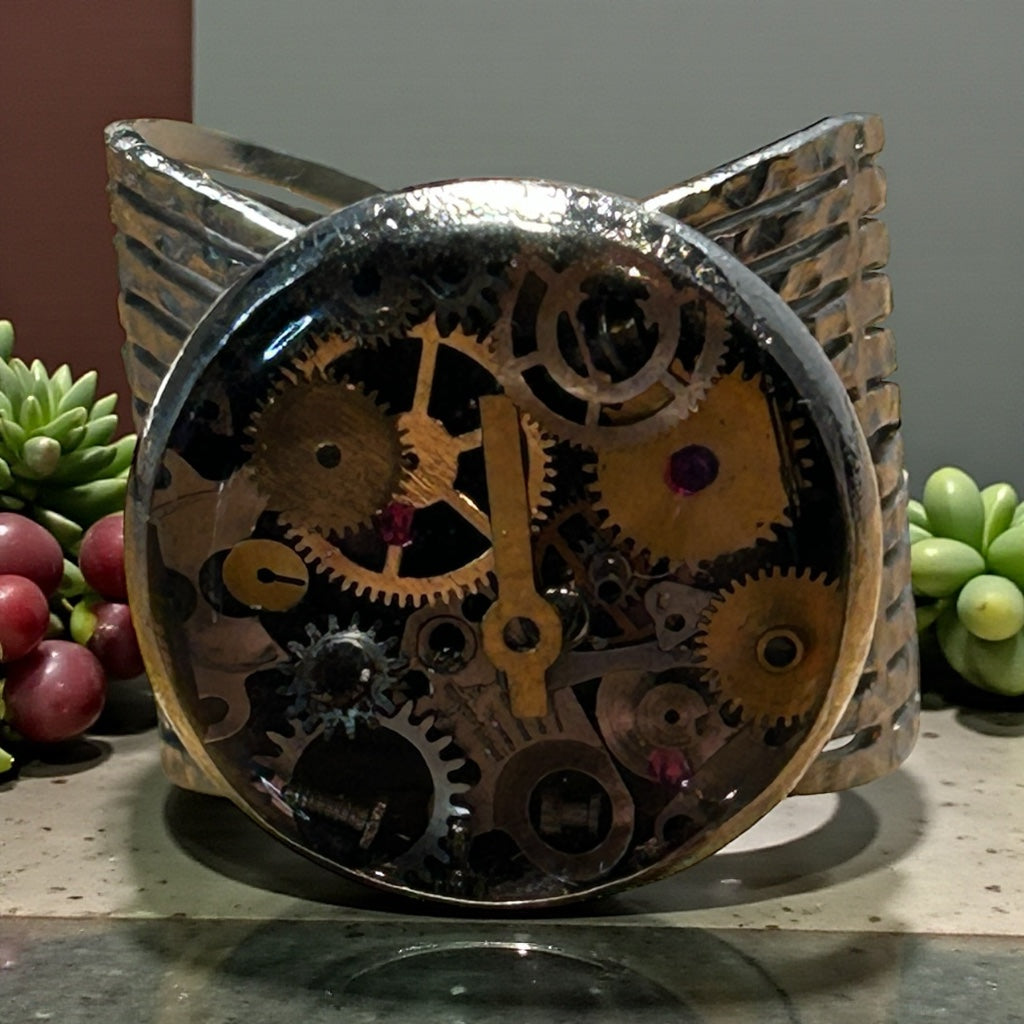 Steampunk Watch Parts Ladies Cuff Ring