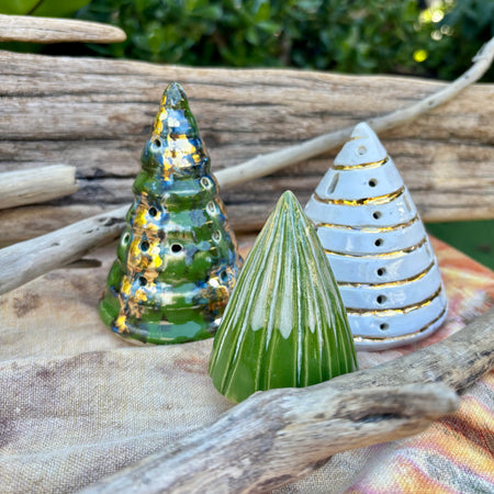 Handmade pottery Christmas tree set