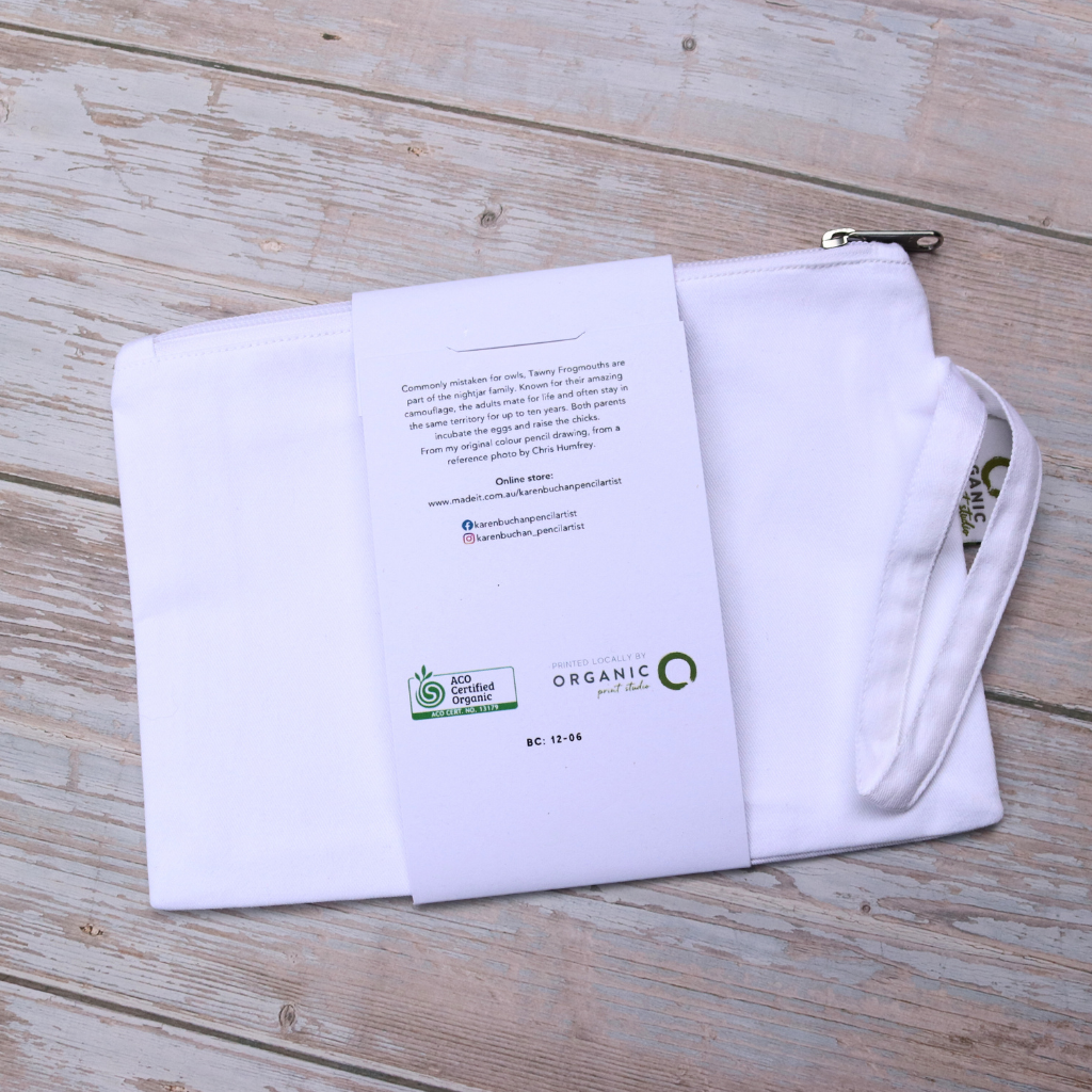 Zip Pouch | Clutch | Organic Cotton | Tawny Frogmouths or Ringtail Possums