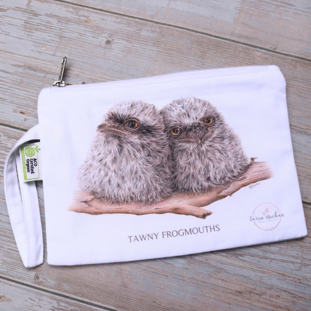 Zip Pouch | Clutch | Organic Cotton | Tawny Frogmouths or Ringtail Possums