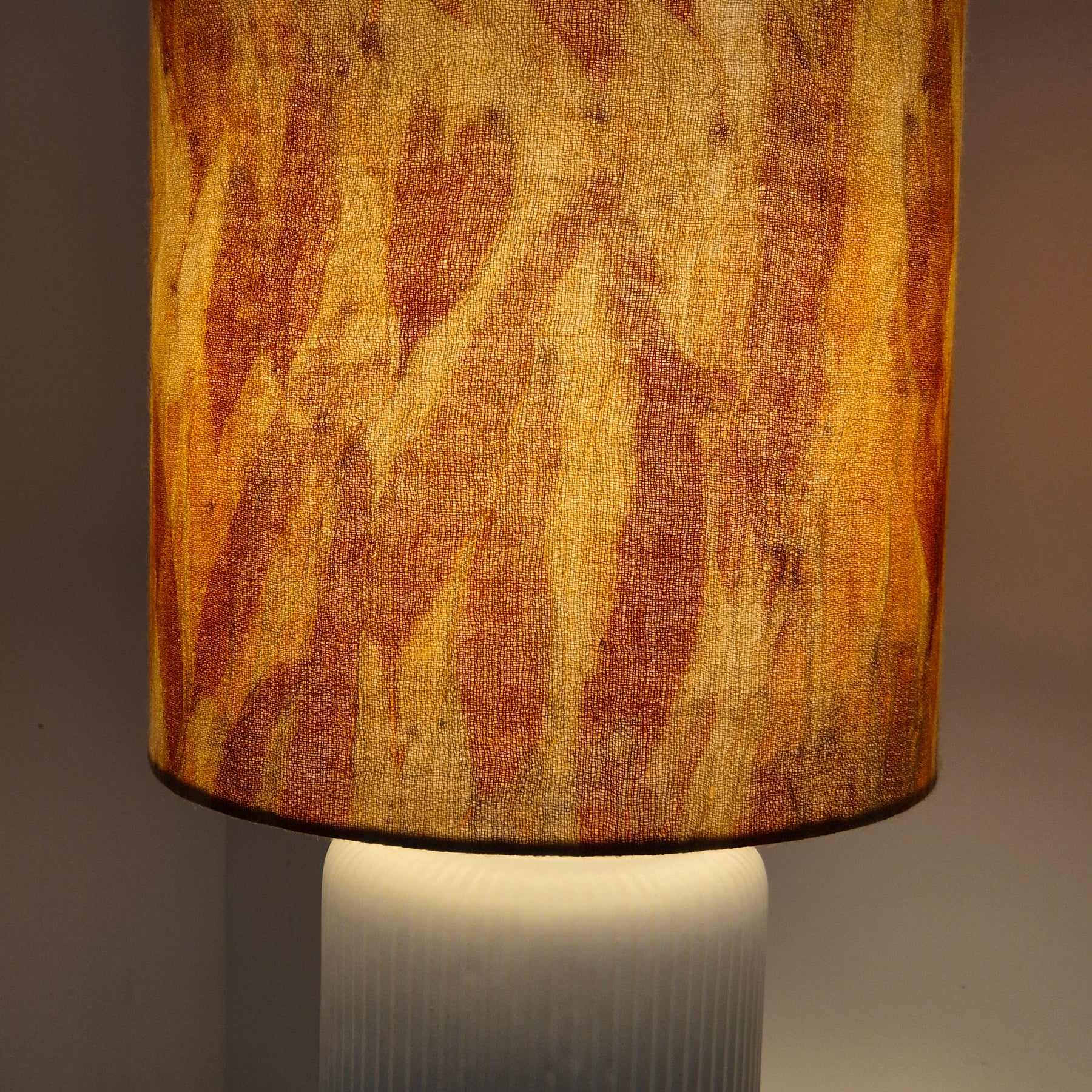 SOLD Gum leaves ecoprinted wool lampshade