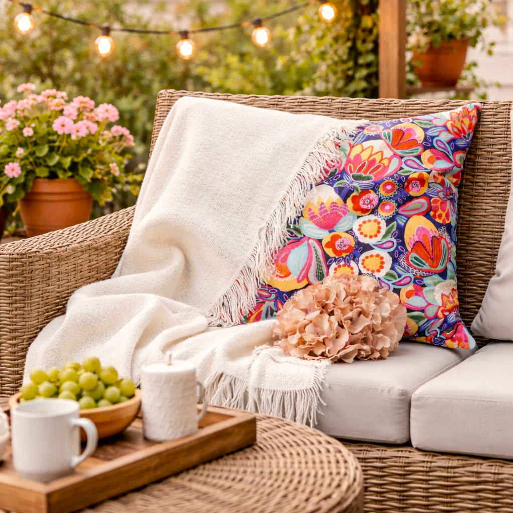 Native floral cushion cover- Coastal living