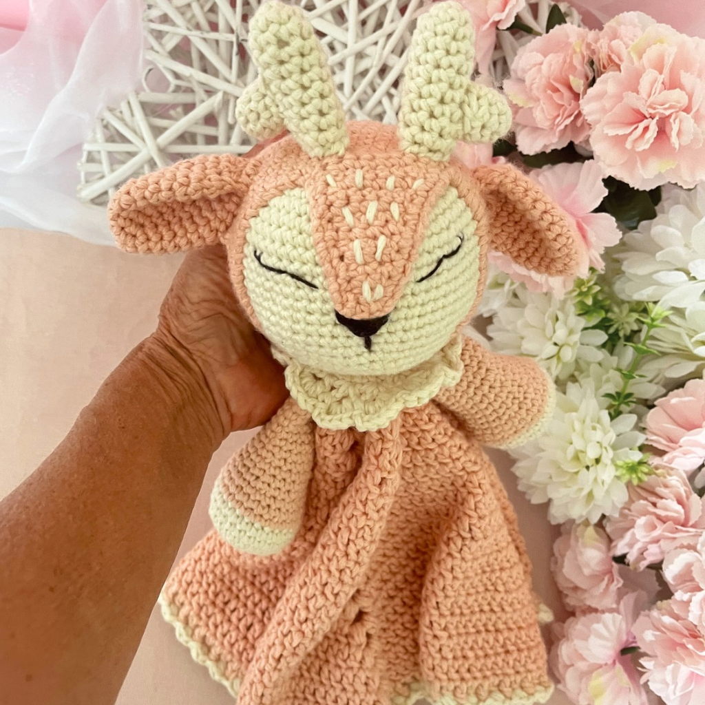 Crochet Fawn Snuggler And Teether Baby Gift Set