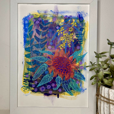 Original Hand Painted Art: Sunset Waratah