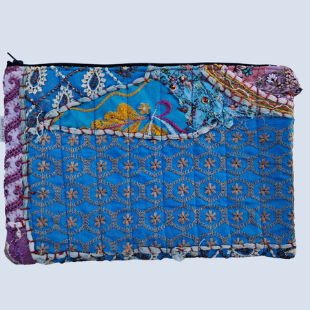 Recycled Silk & Floral Quilted Kindle/iPad Pouch