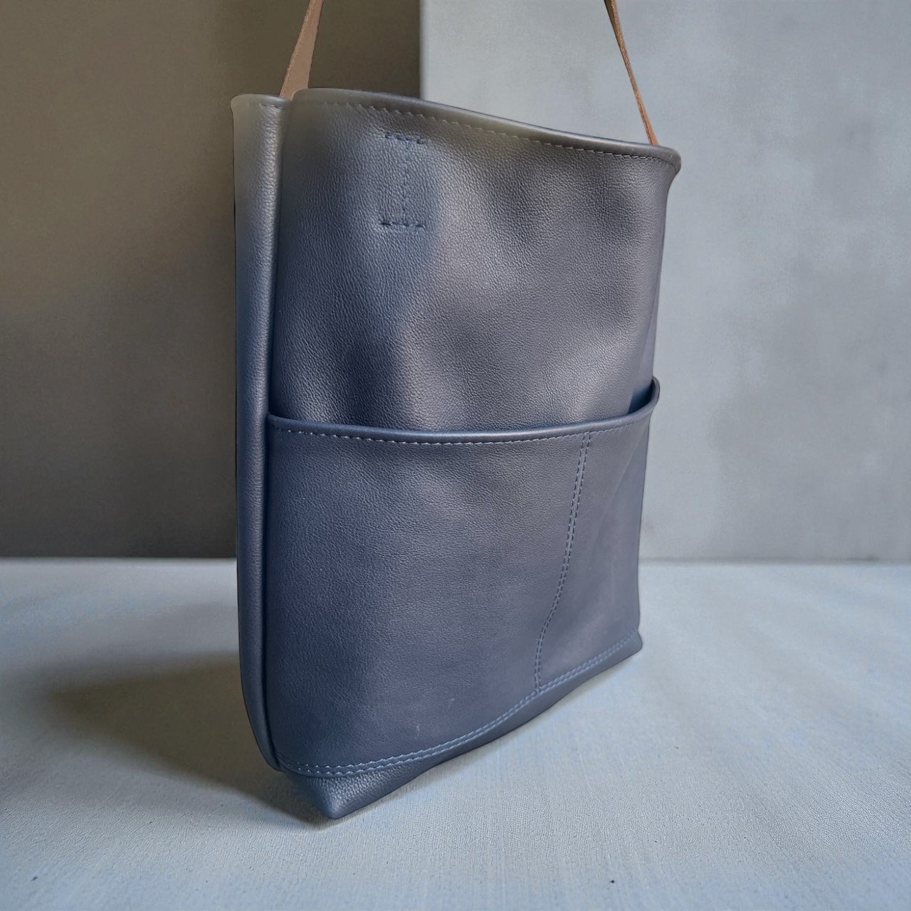 Raw Edge Genuine Leather Tote Bag