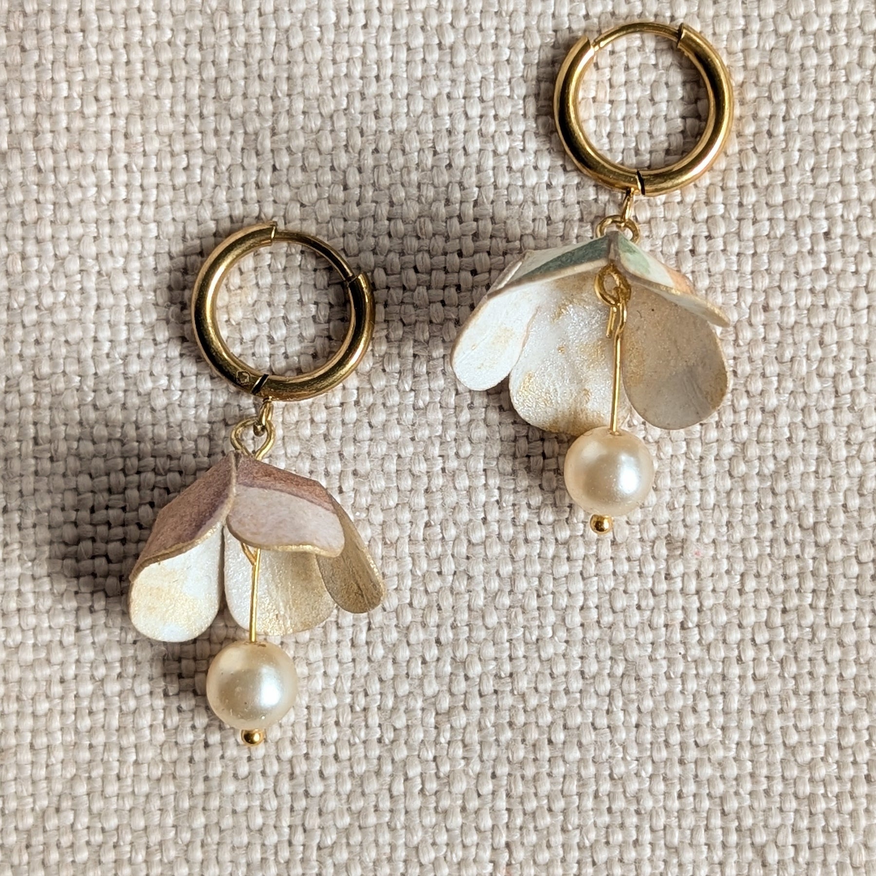 Handmade Paper Floral Earrings, Botanical Hoop Earrings, Eco Friendly Gift