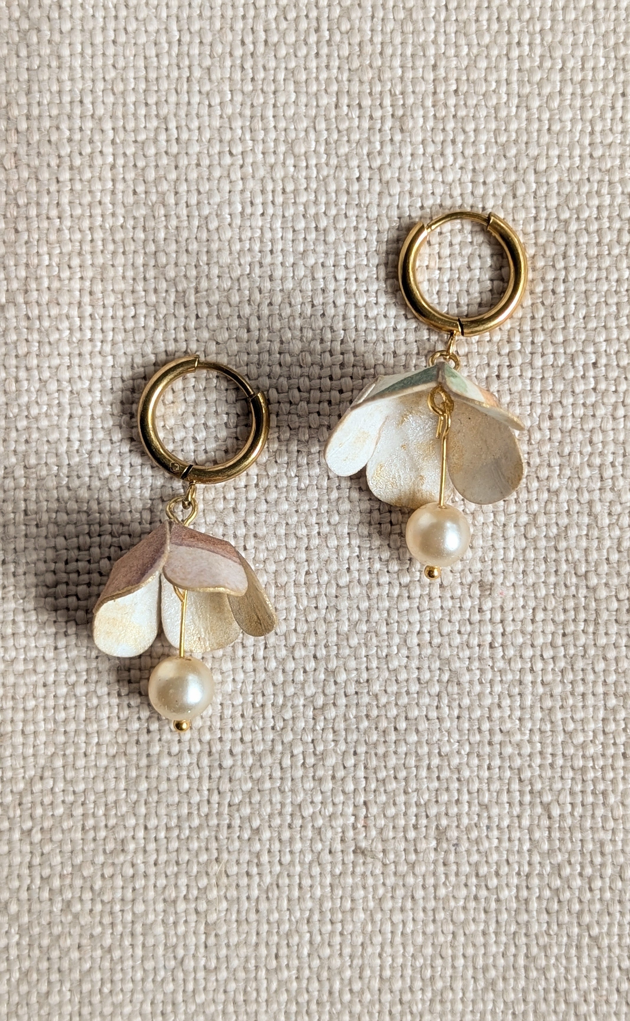 Handmade Paper Floral Earrings, Botanical Hoop Earrings, Eco Friendly Gift