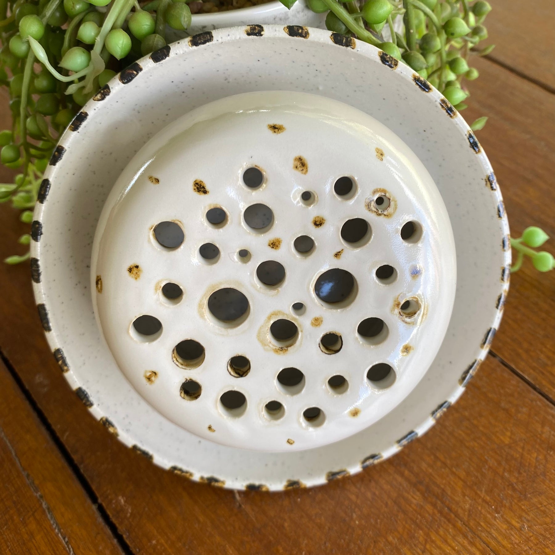 Ceramic Ikebana Bowl with Dome Flower Frog|Handmade Pottery