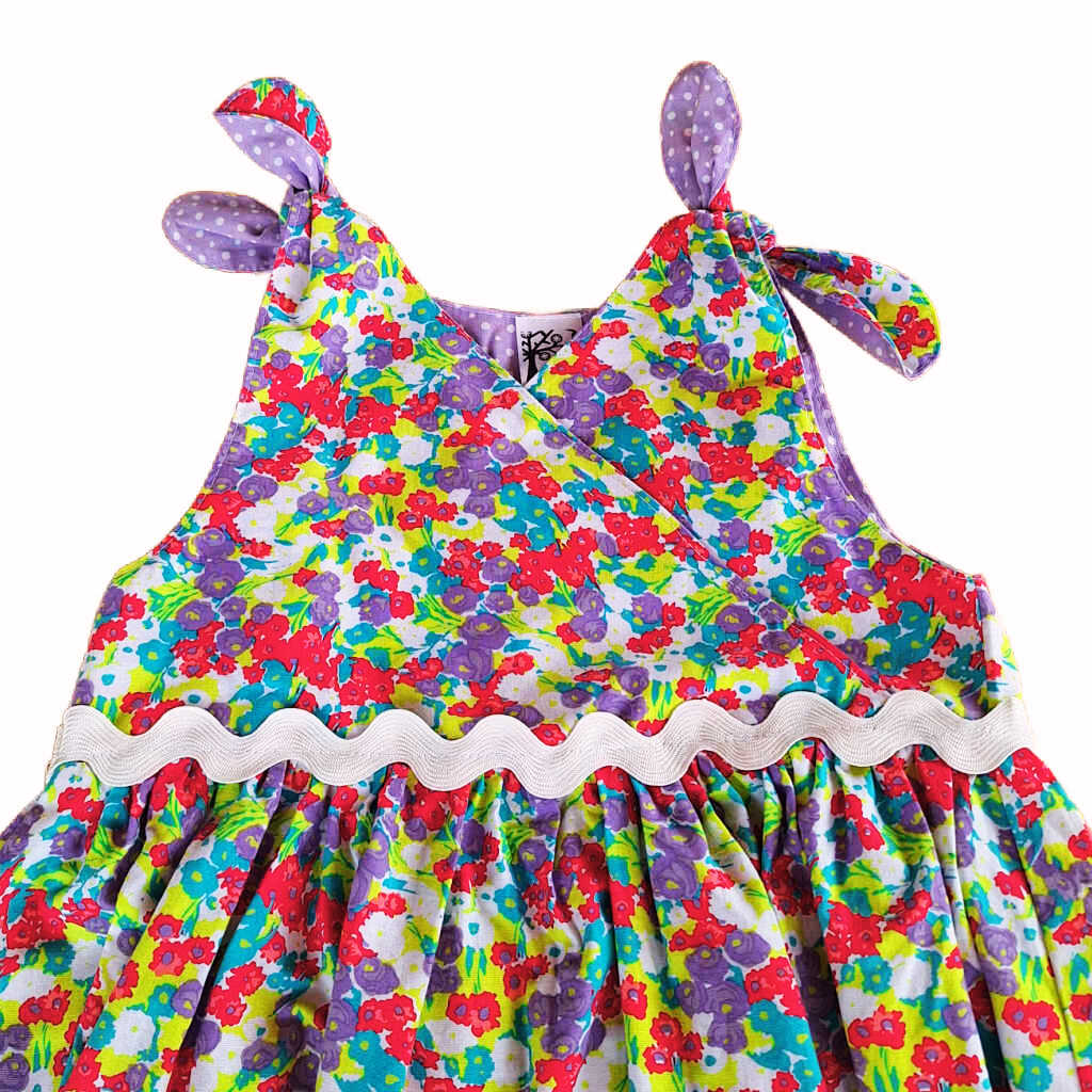 Handmade Floral Tie Shoulder Dress | Size 8
