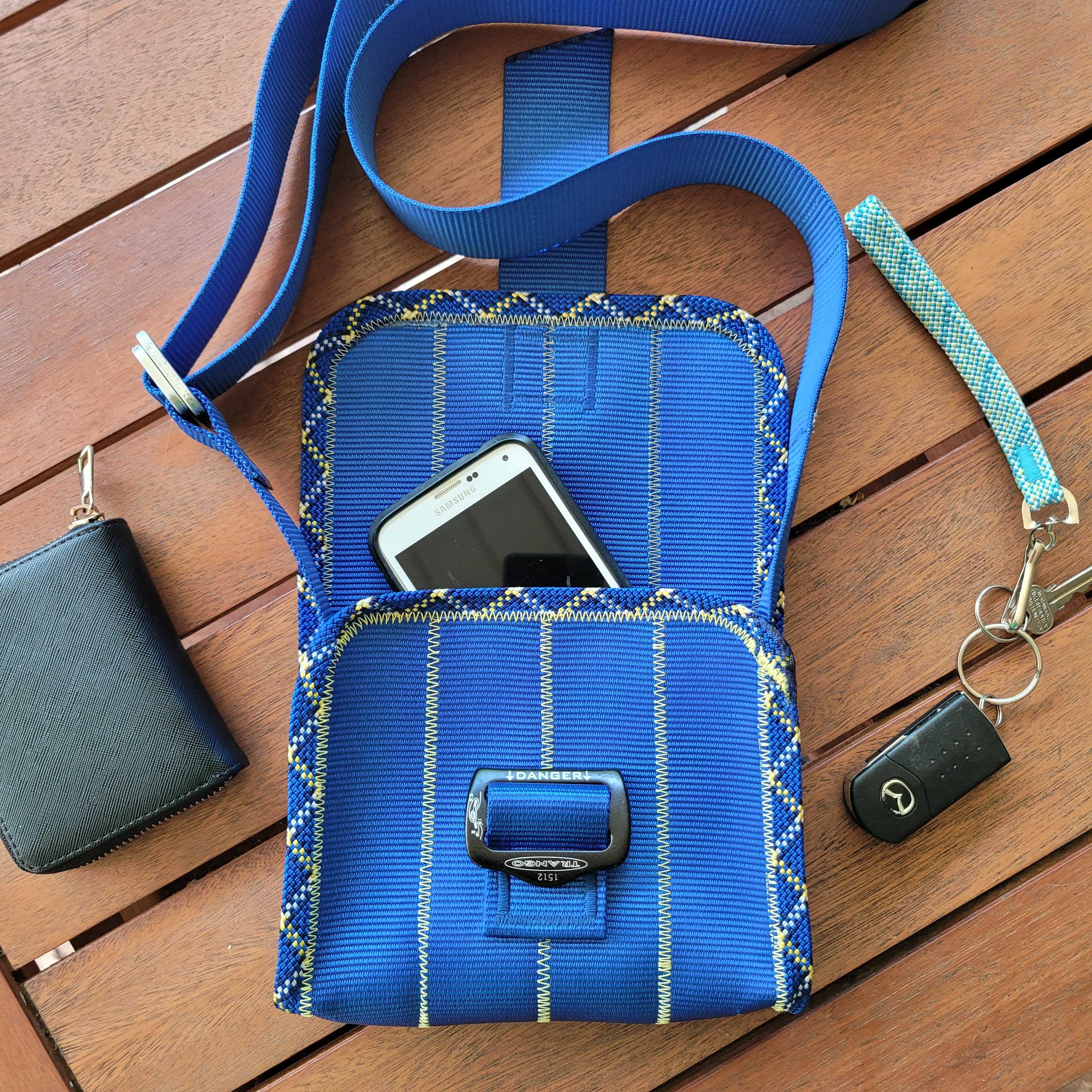 Upcycled Mini Satchel Bag [Blue / Yellow]