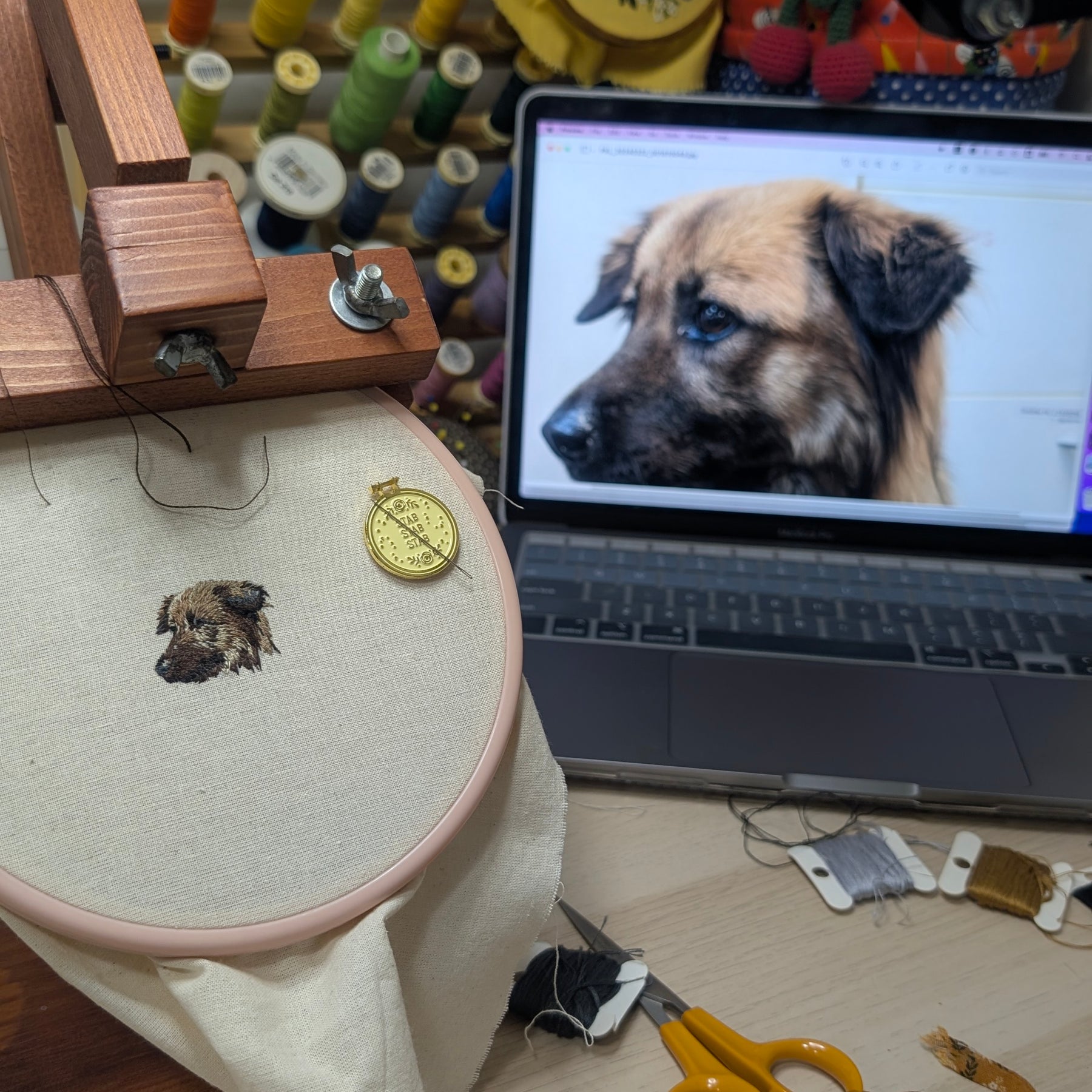 Ready to ship 2" miniature dog hand embroidered portrait