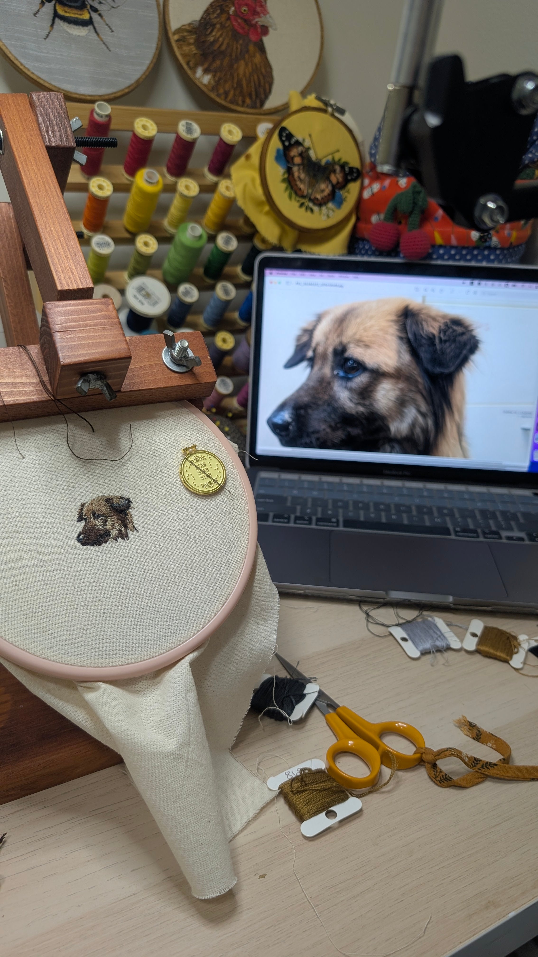 Ready to ship 2" miniature dog hand embroidered portrait