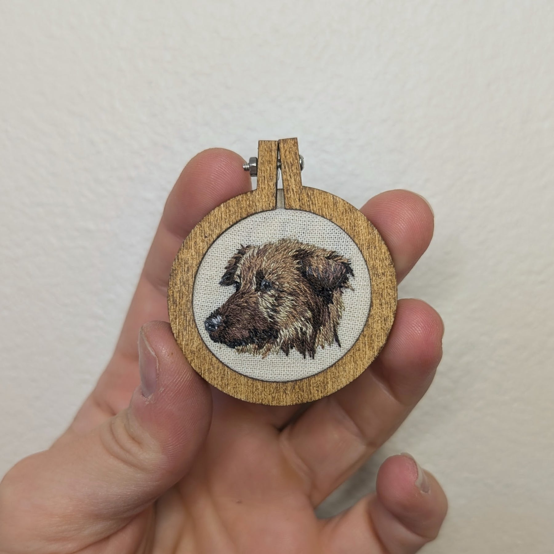 Ready to ship 2" miniature dog hand embroidered portrait