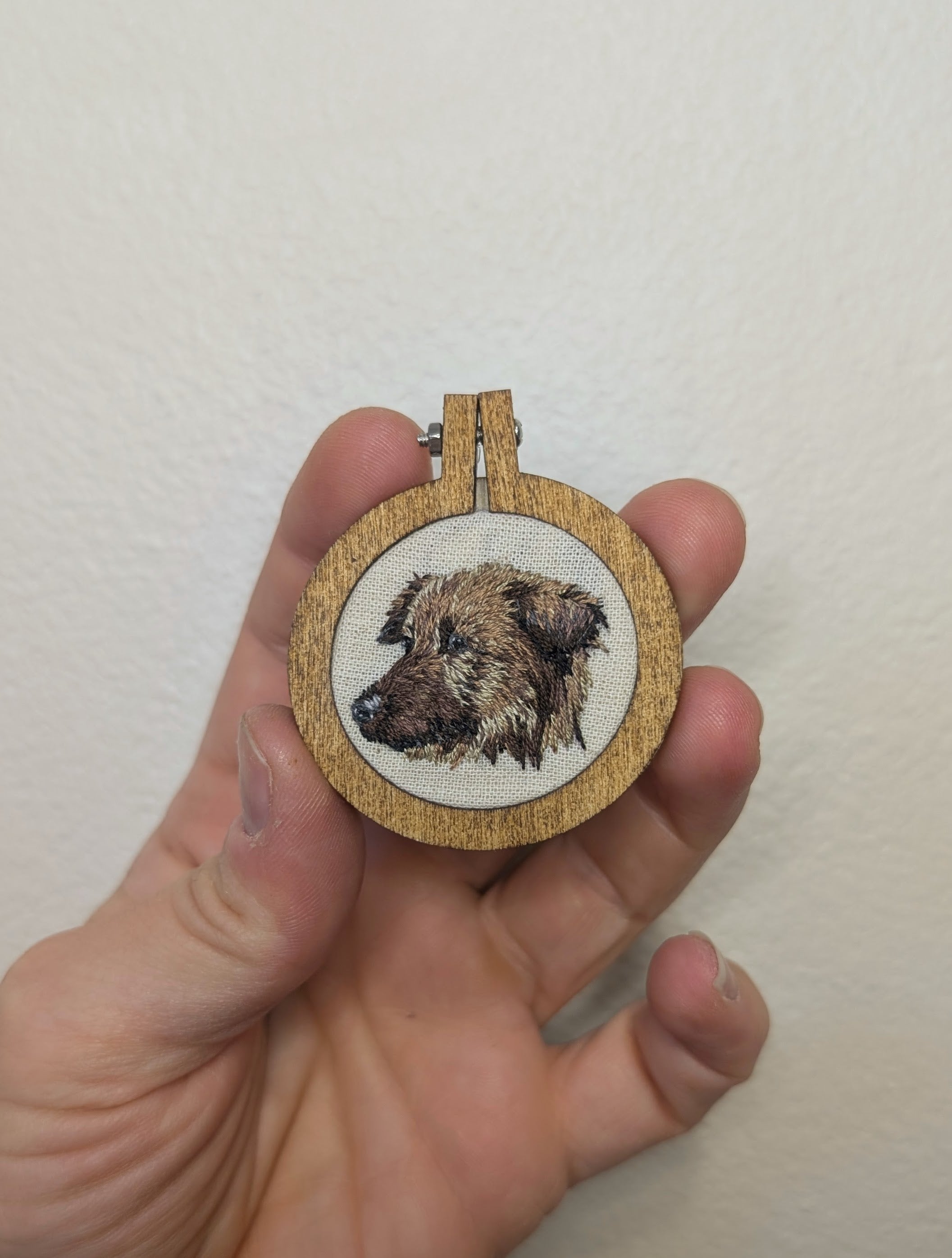 Ready to ship 2" miniature dog hand embroidered portrait