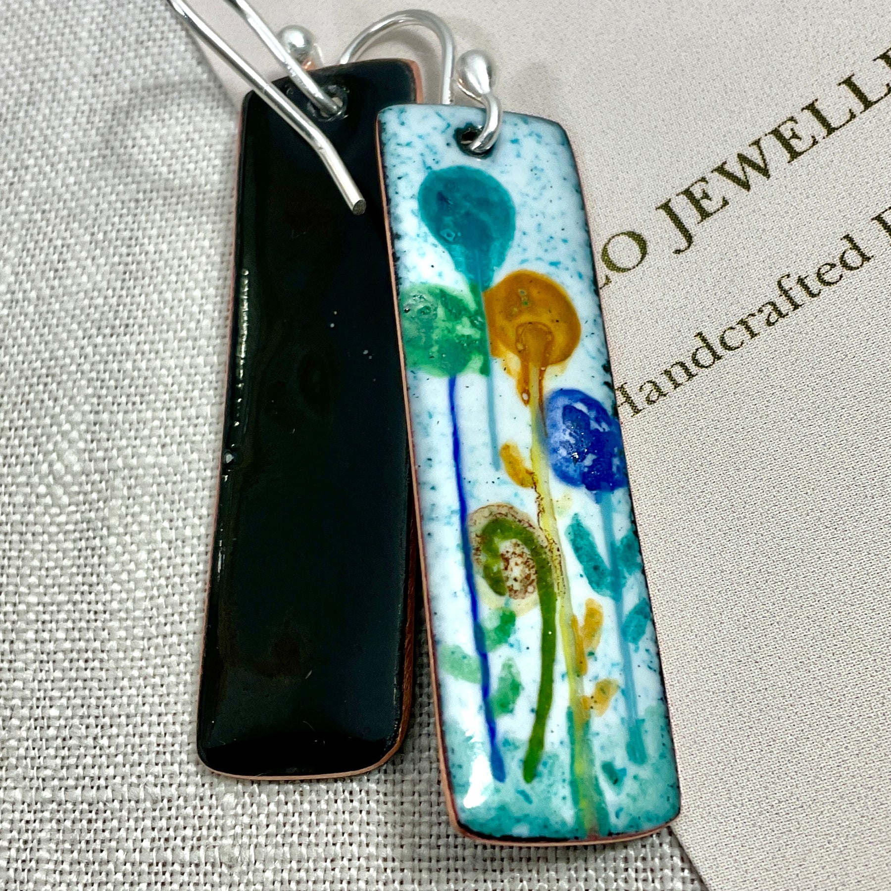 Field of flowers. Enamel earrings. Handmade