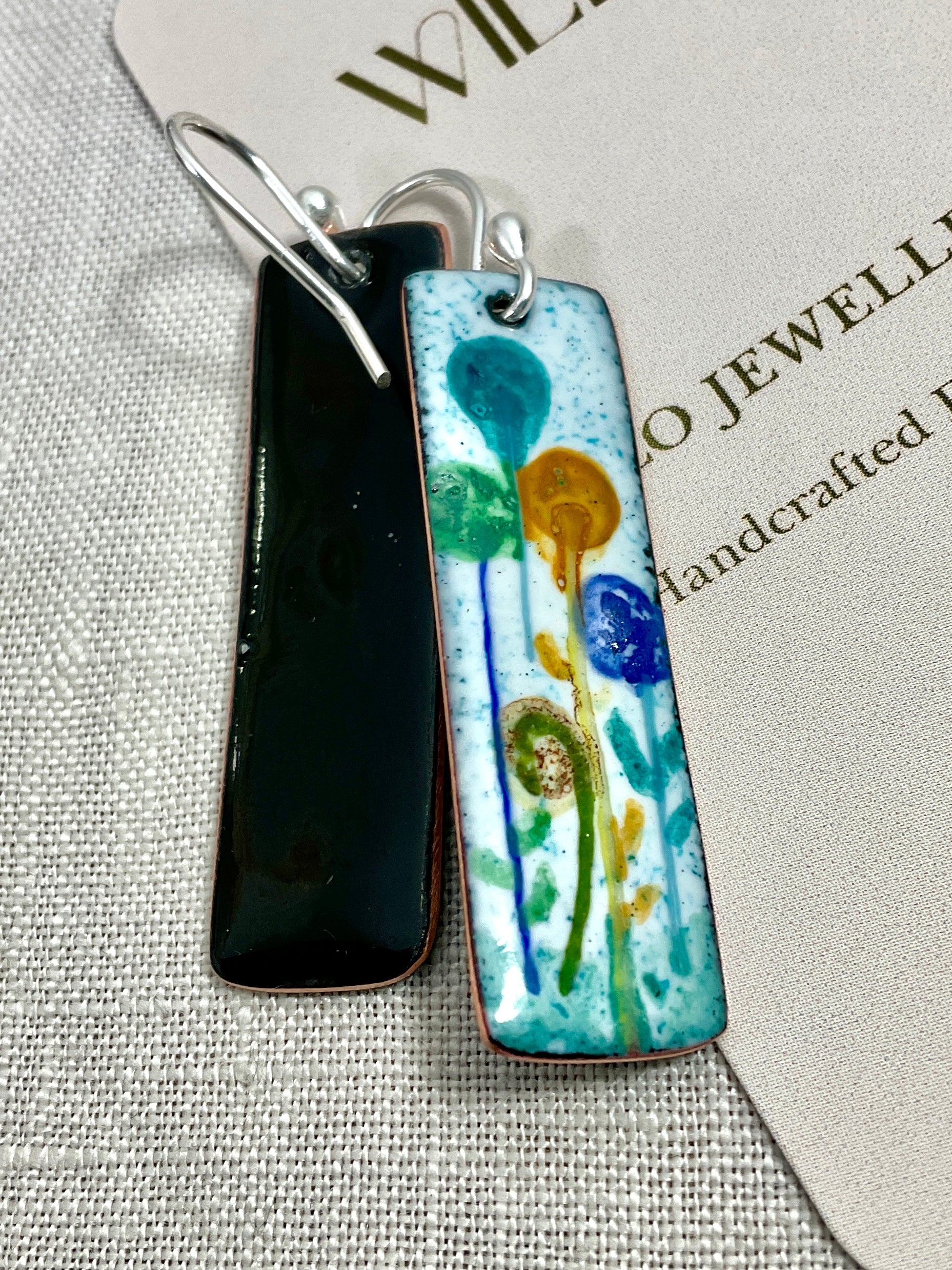 Field of flowers. Enamel earrings. Handmade