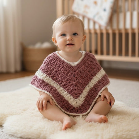 Ashley - Handmade Crochet Baby Poncho - 6 months