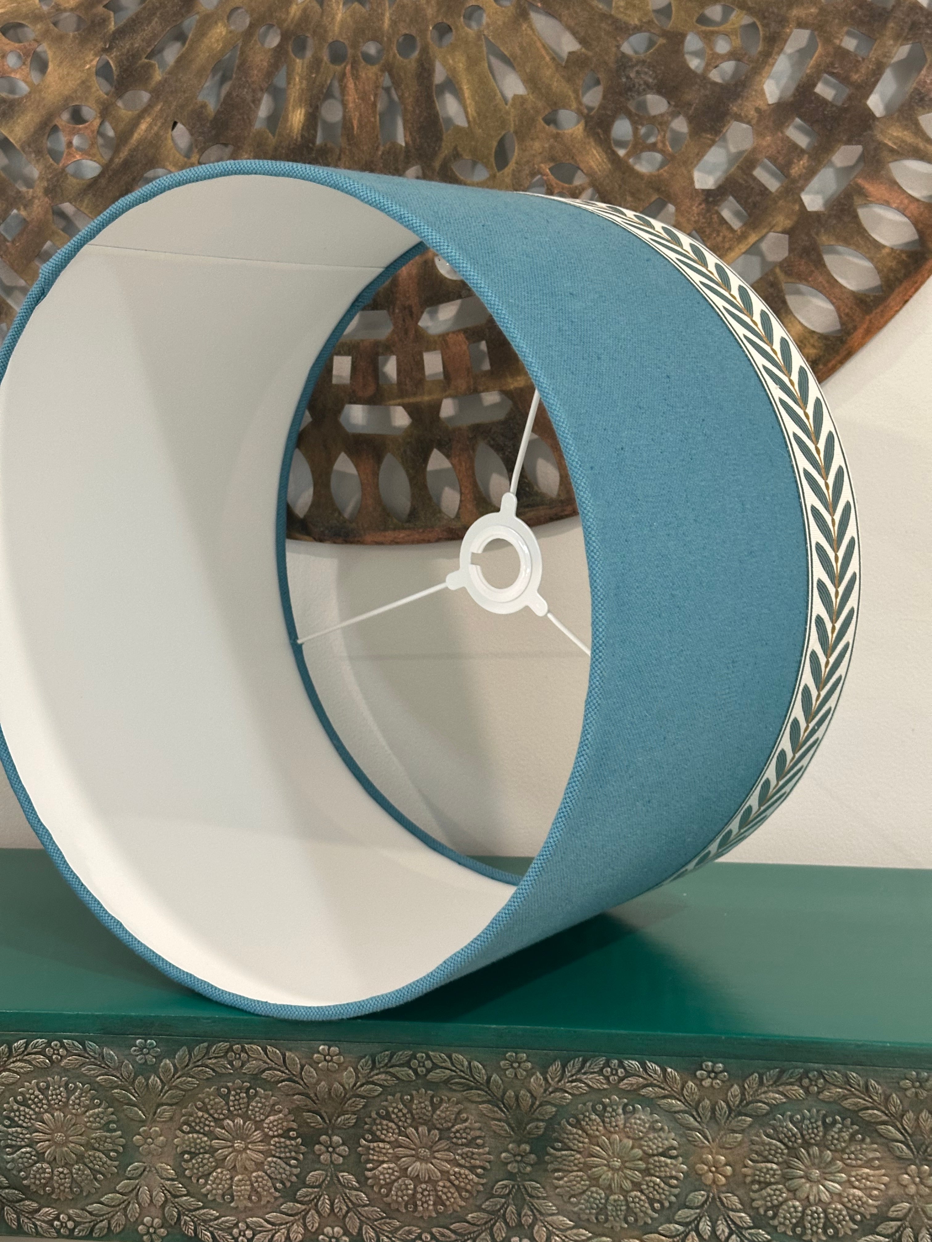 Seaside Coastal Drum Lampshade with trim