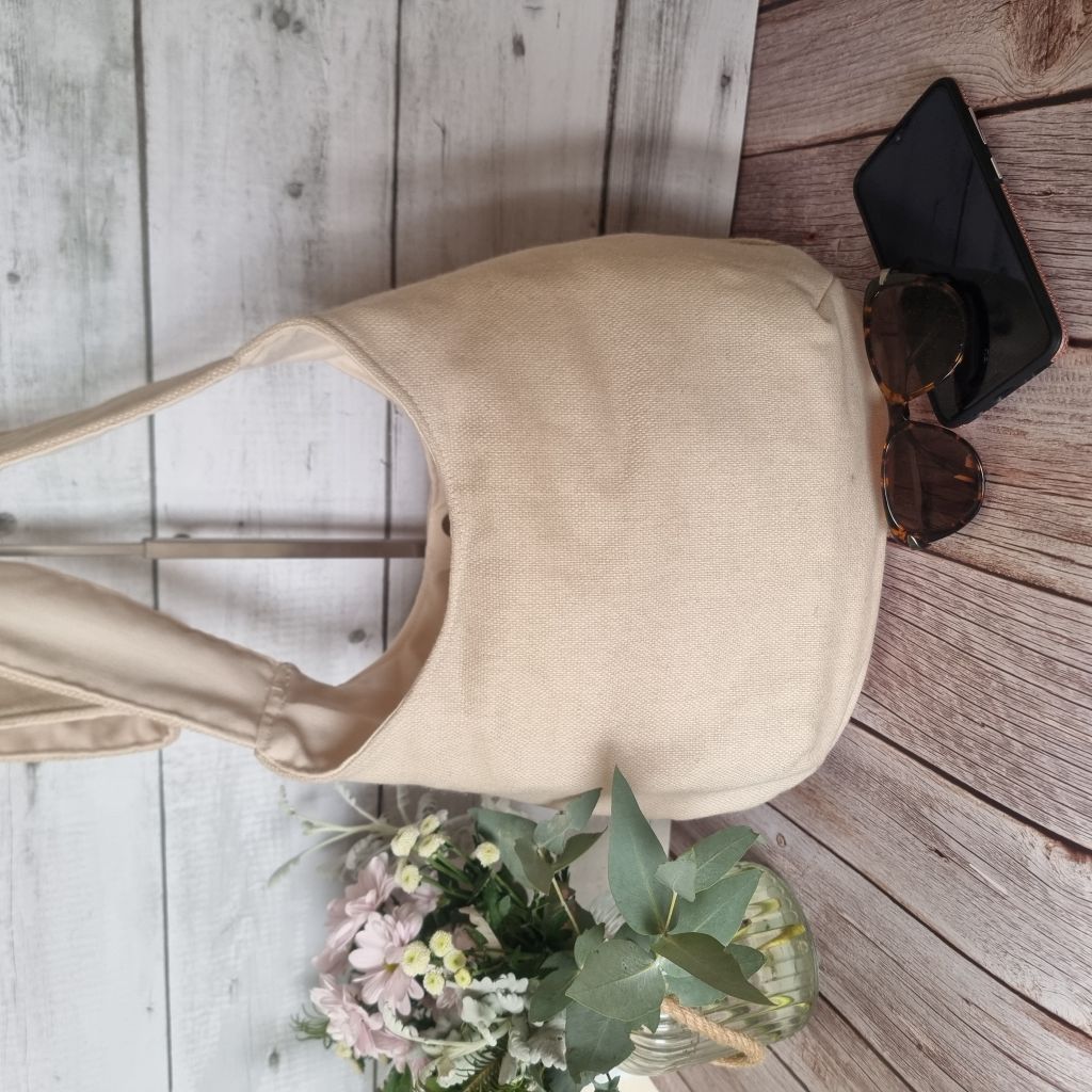 Sadie Jane upcycled hobo bag - appliqued eucalyptus blossom