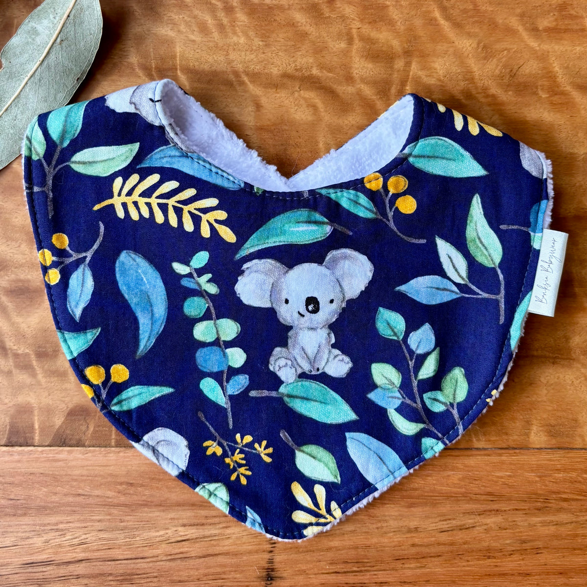 Baby Bib and Burp Cloth Set | Blue Leafy Koalas | Ready to Ship