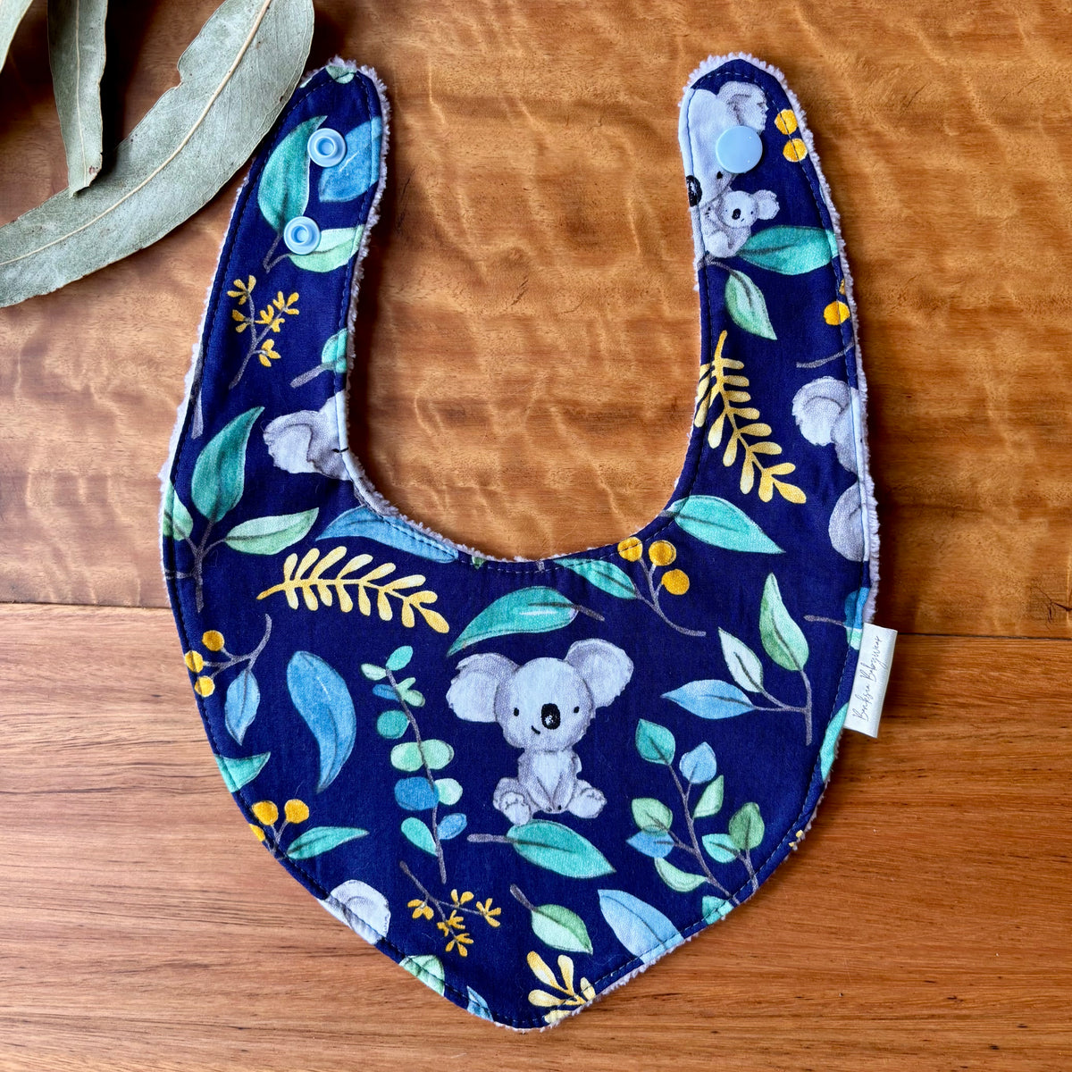 Baby Bib and Burp Cloth Set | Blue Leafy Koalas | Ready to Ship