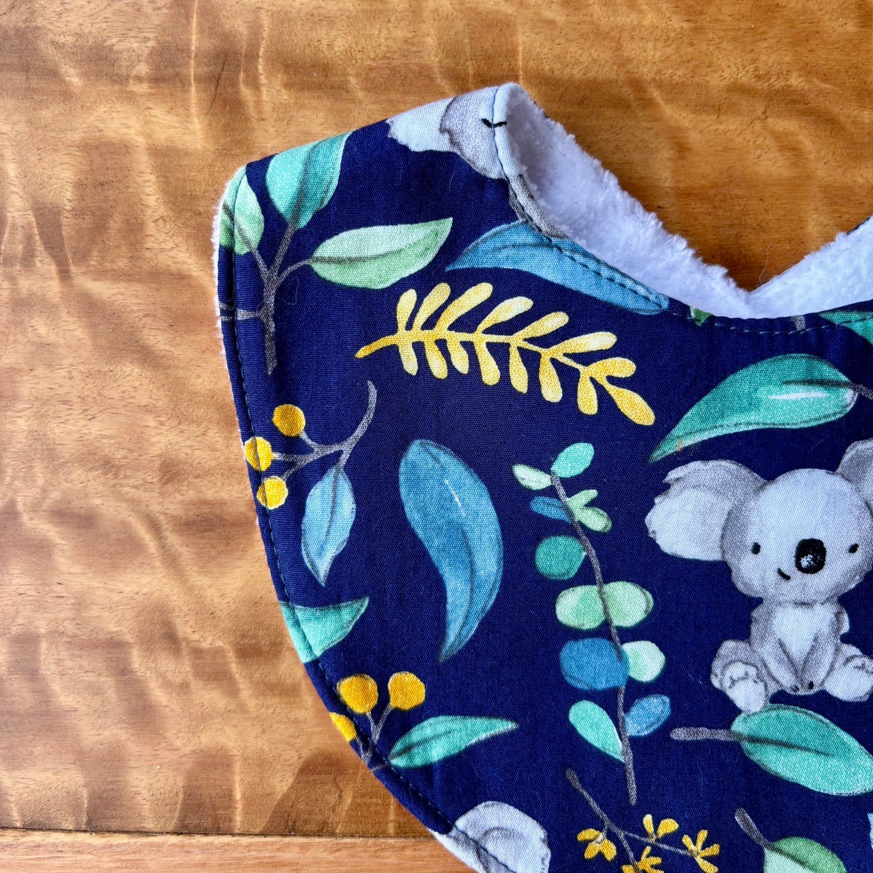 Baby Bib and Burp Cloth Set | Blue Leafy Koalas | Ready to Ship