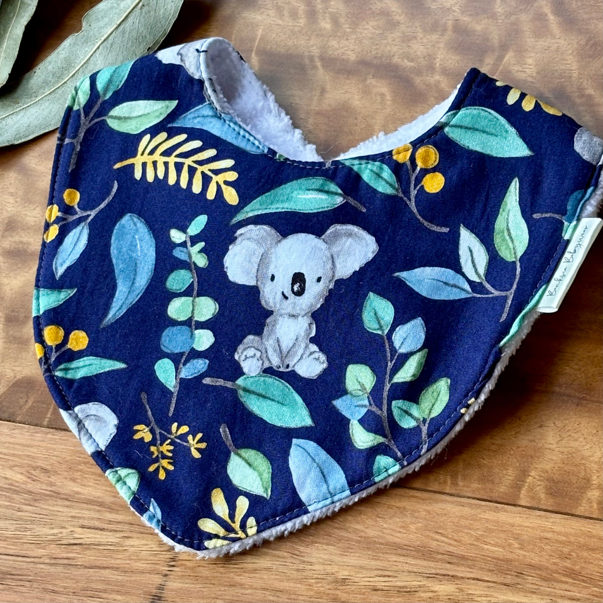 Baby Bib and Burp Cloth Set | Blue Leafy Koalas | Ready to Ship
